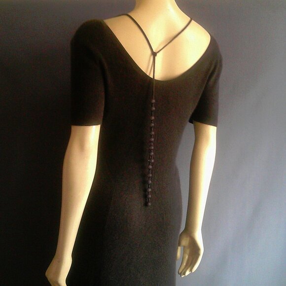 TSE Gray Taupe V-Neck Heavy Cashmere Tie in Back Sweater Dress L - Picture 10 of 12